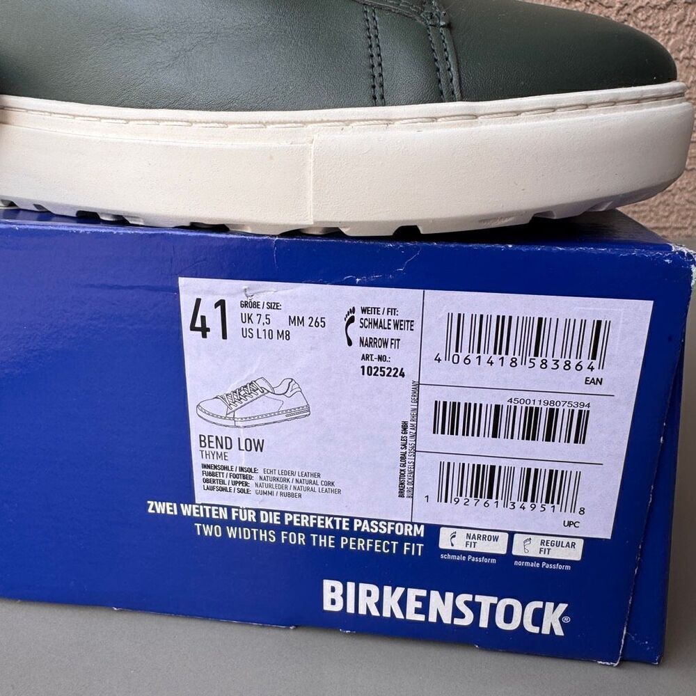NEW Birkenstock Bend Low Thyme Green Leather Sneakers Womens 41EU or 10US Narrow - Picture 12 of 12